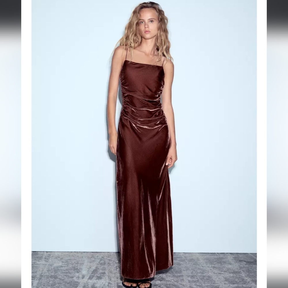 Zara Velvet Ruched Dress